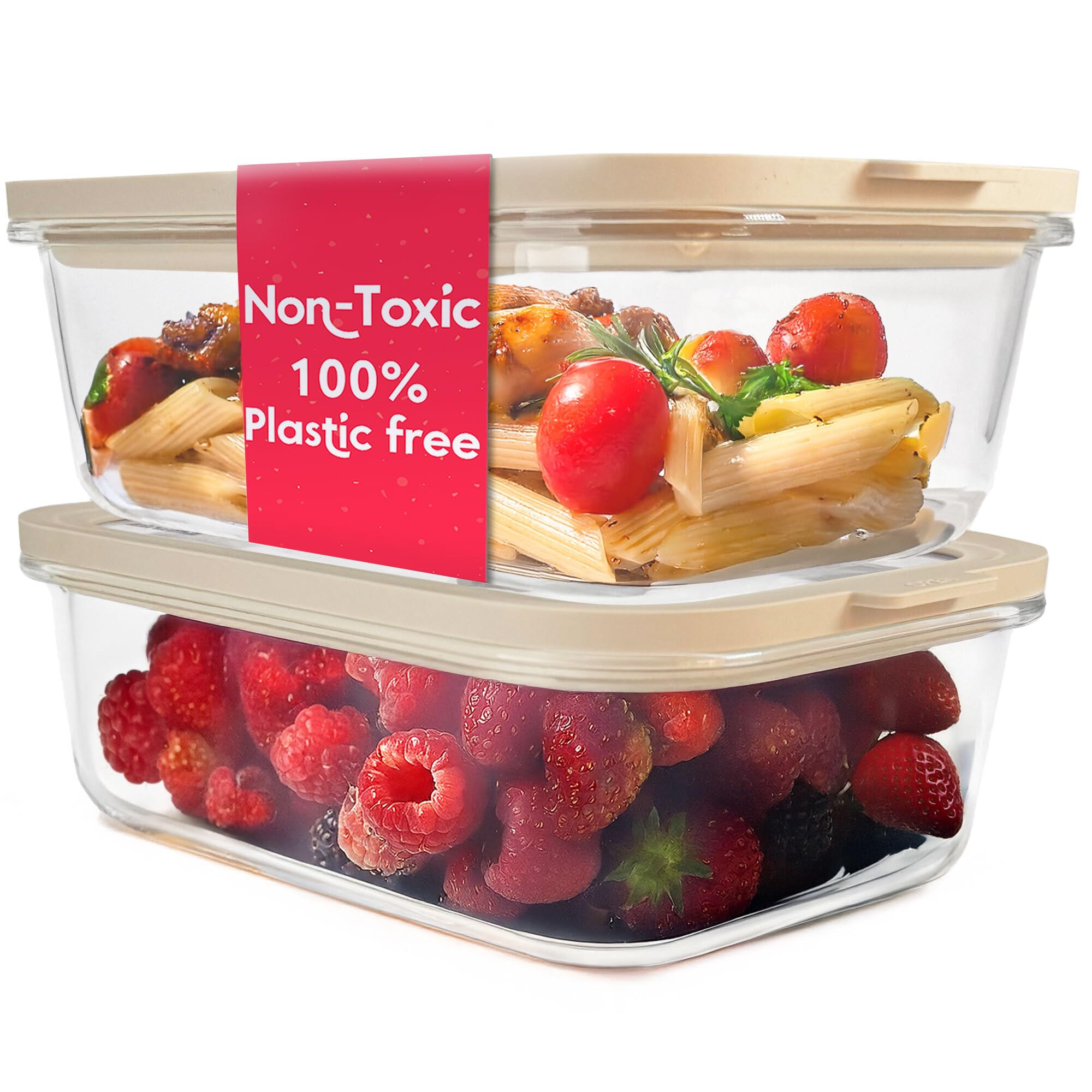Amazon.com: Non-Toxic Glass Food Containers with Lids, 2-Pack, 50